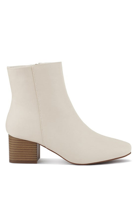 Davia Leather Square Toe Ankle Boots