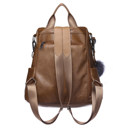 Soft Leather Female Large Capacity Retro Backpack