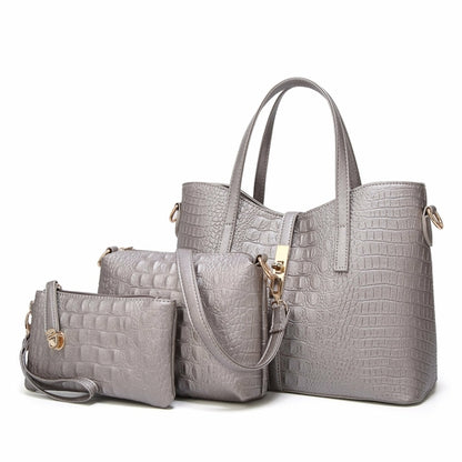Three-Piece Women's Casual PU Leather Handbags