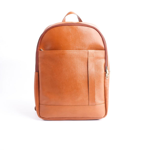 On-The-Go Leather Backpack-Tan Brown