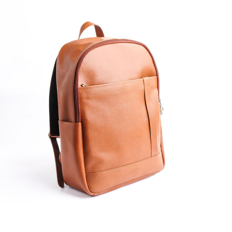 On-The-Go Leather Backpack-Tan Brown