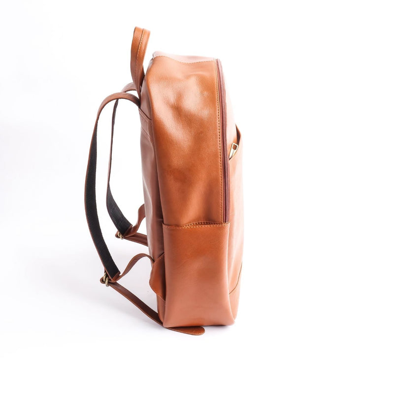 On-The-Go Leather Backpack-Tan Brown