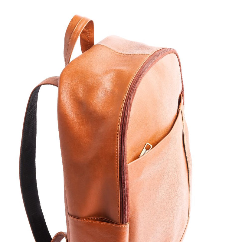 On-The-Go Leather Backpack-Tan Brown