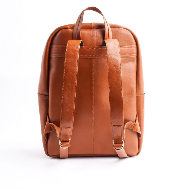 On-The-Go Leather Backpack-Tan Brown