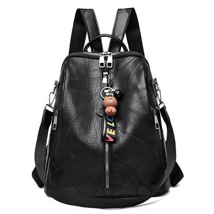 Casual Plain PU Leather Backpack For Women