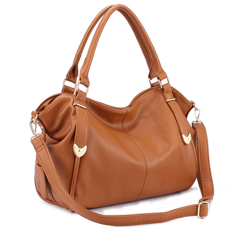 Lady's High Quality Casual Solid Color Leather Handbag