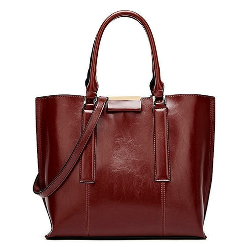 Large Oil Wax Leather Handbag For Women