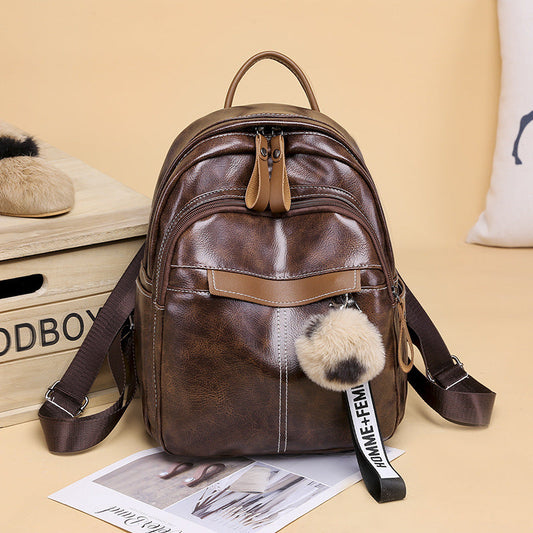 Fashion Simple Soft Leather Travel Backpack