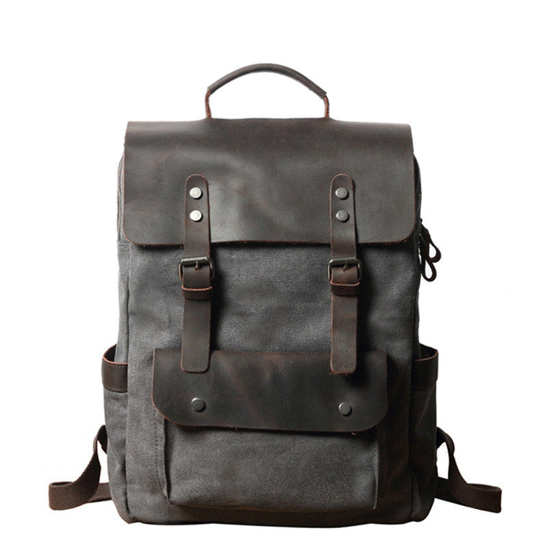 Breathable Leather Outdoor Canvas Backpack