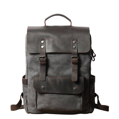 Breathable Leather Outdoor Canvas Backpack