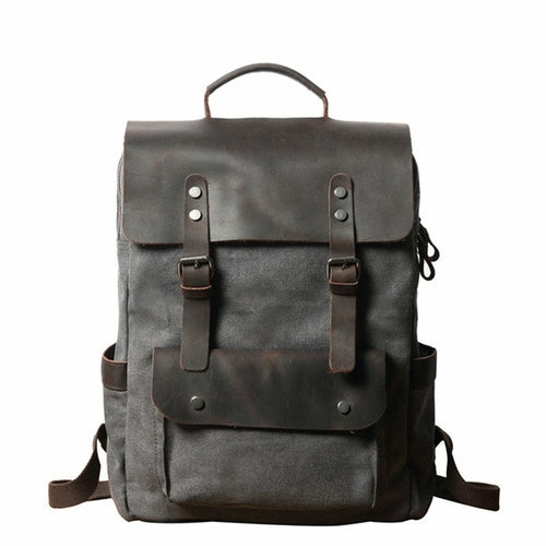 Breathable Leather Outdoor Canvas Backpack