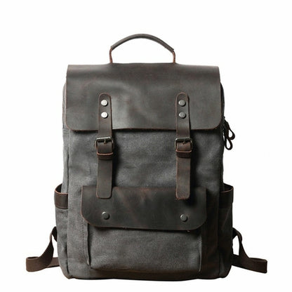 Breathable Leather Outdoor Canvas Backpack