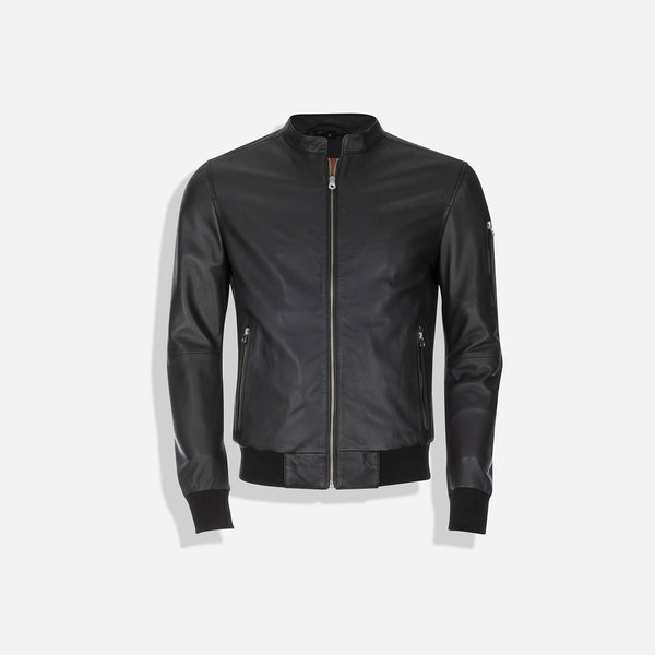 Reeves Mens Casual Black Leather Jacket