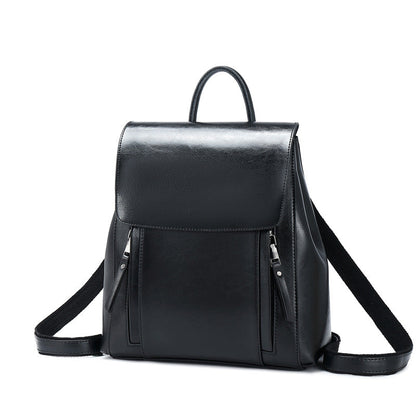 European American Style Leather Backpack For Young Ladies