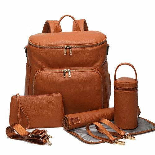 Large Capacity Leisure PU Leather Mommy Backpack
