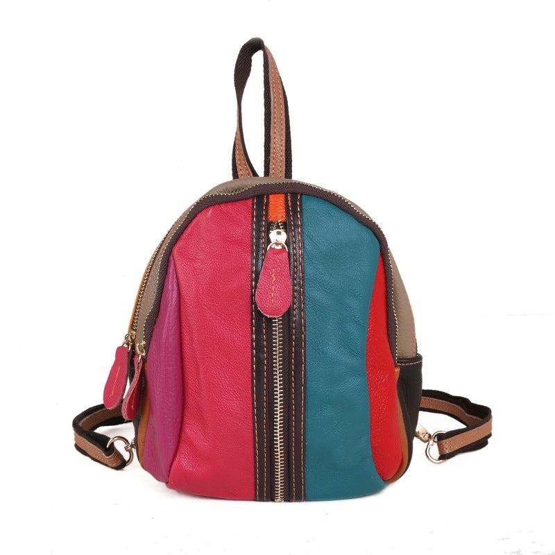 Woman's Leather Backpack With Small Cross-Slung