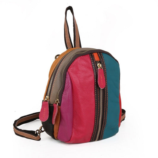 Woman's Leather Backpack With Small Cross-Slung