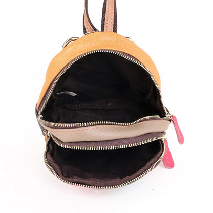 Woman's Leather Backpack With Small Cross-Slung