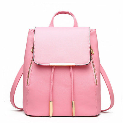 PU Leather College Style Casual Backpack For Young Ladies