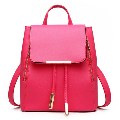 PU Leather College Style Casual Backpack For Young Ladies