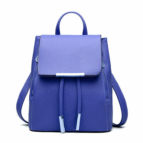 PU Leather College Style Casual Backpack For Young Ladies