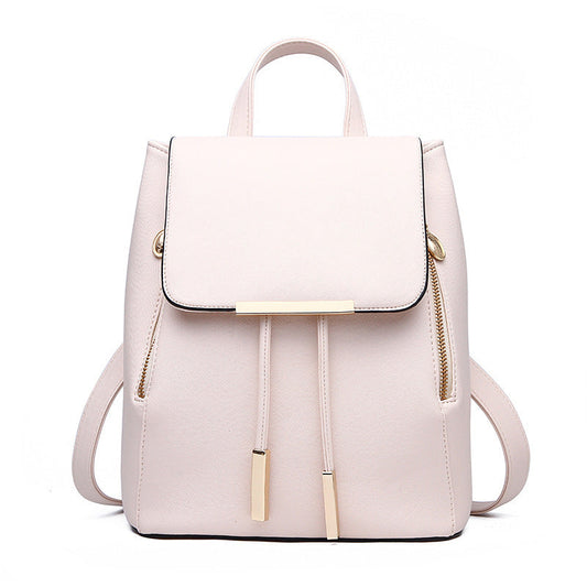 PU Leather College Style Casual Backpack For Young Ladies