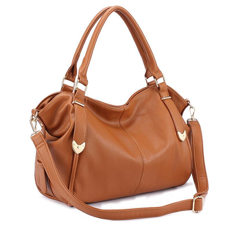 Lady's High Quality Casual Solid Color Leather Handbag