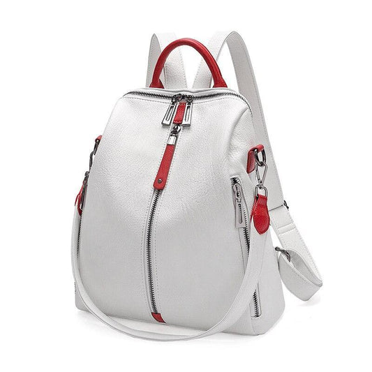 Two Pieces Anti-theft Soft Leather Wild Backpack