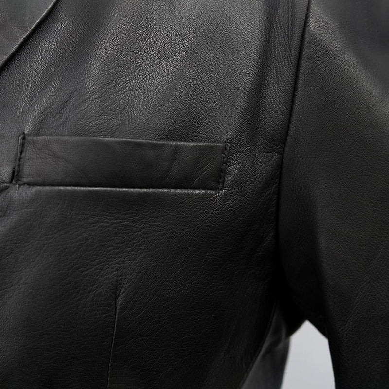 First MFG Co. Esquire Black Genuine Sheepskin Leather Jackets For Men