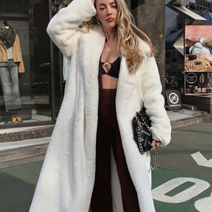 2022 New Female Winter Plush Thick Warm Loose Women Faux Rabbit Fur Coat