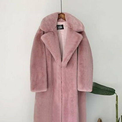 Womens Winter Plush Thick Warm Faux Rabbit Fur Coat