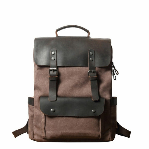 Breathable Leather Outdoor Canvas Backpack