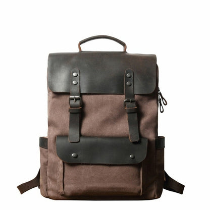 Breathable Leather Outdoor Canvas Backpack