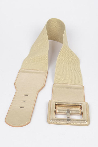 Metallic Faux Leather Elastic Fashion Wide Belt