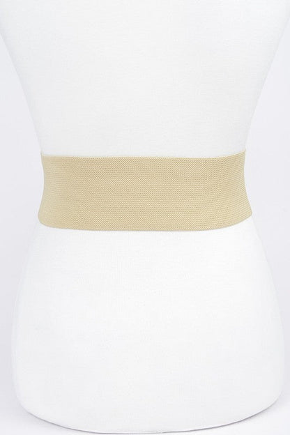 Metallic Faux Leather Elastic Fashion Wide Belt