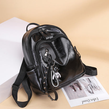 Simple And Versatile Soft Leather Backpack For Women