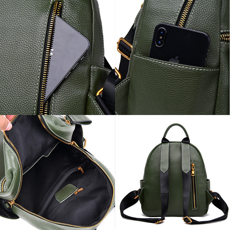 Women's All-Match Fashion Leather Small Backpack
