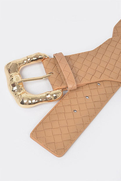 Braided Texture Faux Leather Elastic Belt