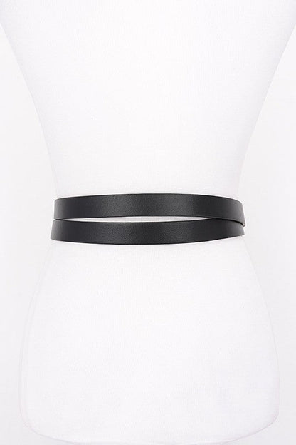 Polished Buckle Faux Leather Belt