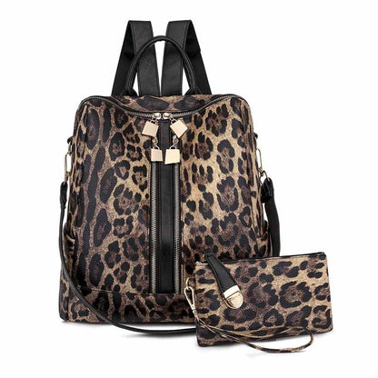Fashionable Simple Women's Printed Leather Backpack