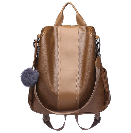 Soft Leather Female Large Capacity Retro Backpack