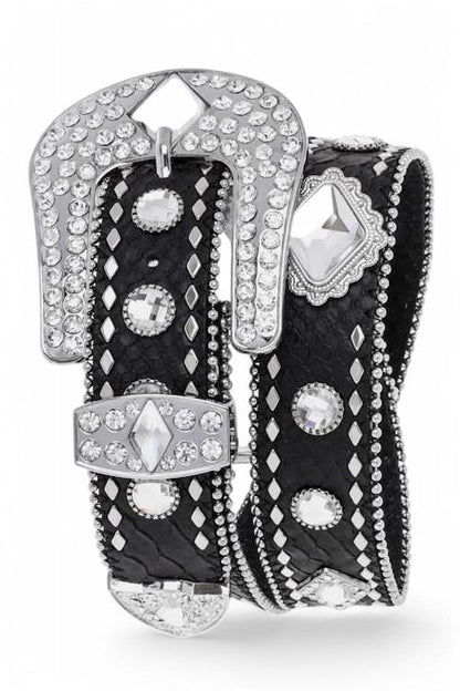 Crystal Embellished Fashion Leather Belt