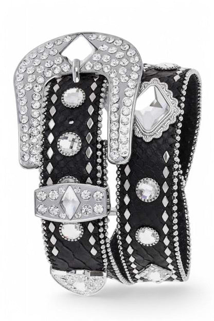 Crystal Embellished Fashion Leather Belt