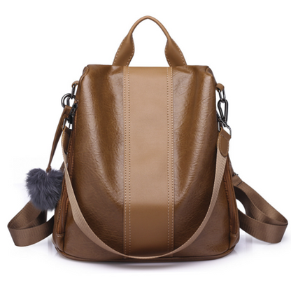 Soft Leather Female Large Capacity Retro Backpack
