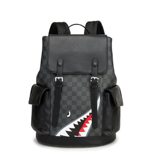 Men's Black Leather Travel Backpack