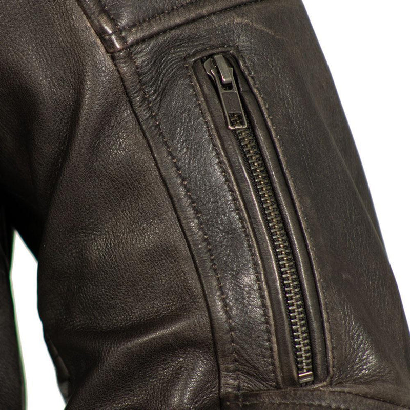 Commuter Motorcycle Brown Cowhide Leather Jacket Mens By First MFG Co. 