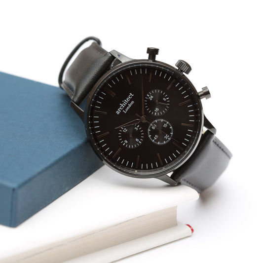 Handwriting Engraving - Men's Architect Motivator in Black with Black