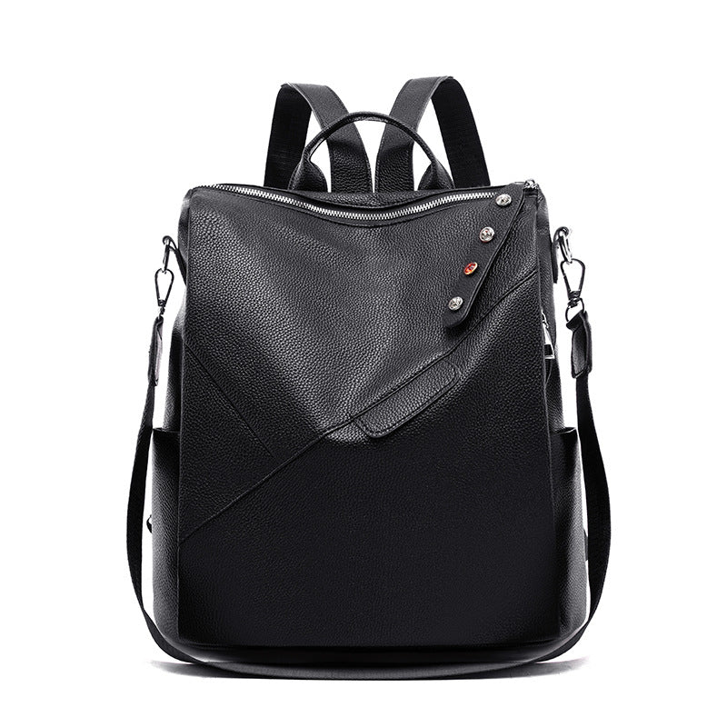 PU Soft Leather College Style Female Backpack