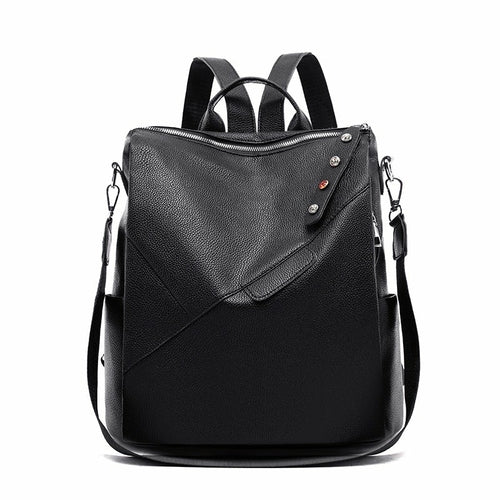 PU Soft Leather College Style Female Backpack