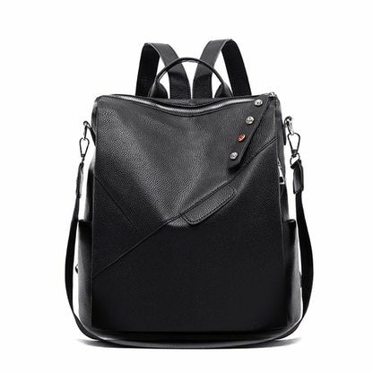 PU Soft Leather College Style Female Backpack